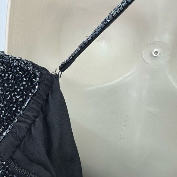 Cache Women’s Vintage Y2K 90s All Over Beaded Criss Criss Back Fitted Mini Dress - Picture 11 of 16